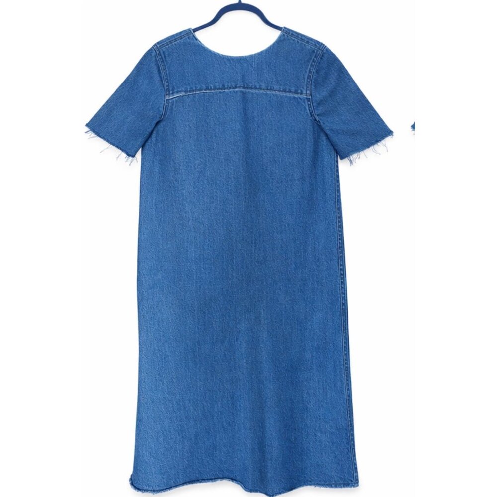 GANNI Scoop Back Organic Cotton Denim Midi Dress Indigo Blue EU 36 US 4 New - Picture 3 of 16
